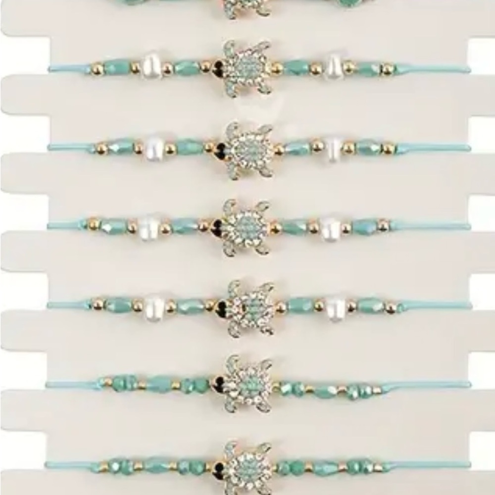 Costal Turquoise Turtle Beaded Bracelet - Adjustable